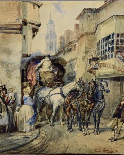 'Le passage d'une diligence dans une rue de Londres', 1839